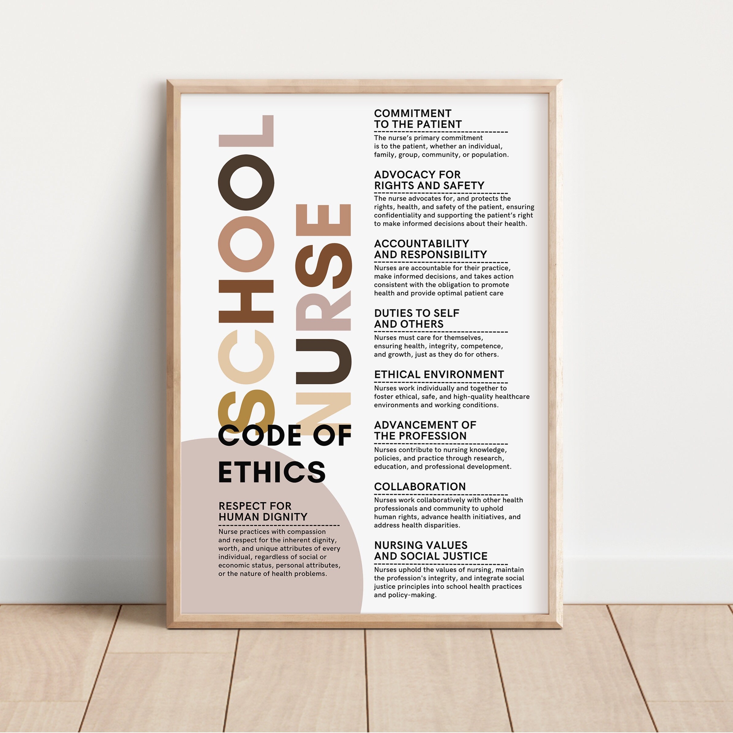 School Nurse Code Of Ethics Nurse Office Decor Nurse Poster Nurse Bulletin Board Nurse Health Office Decor Health Clinic Decor Etsy