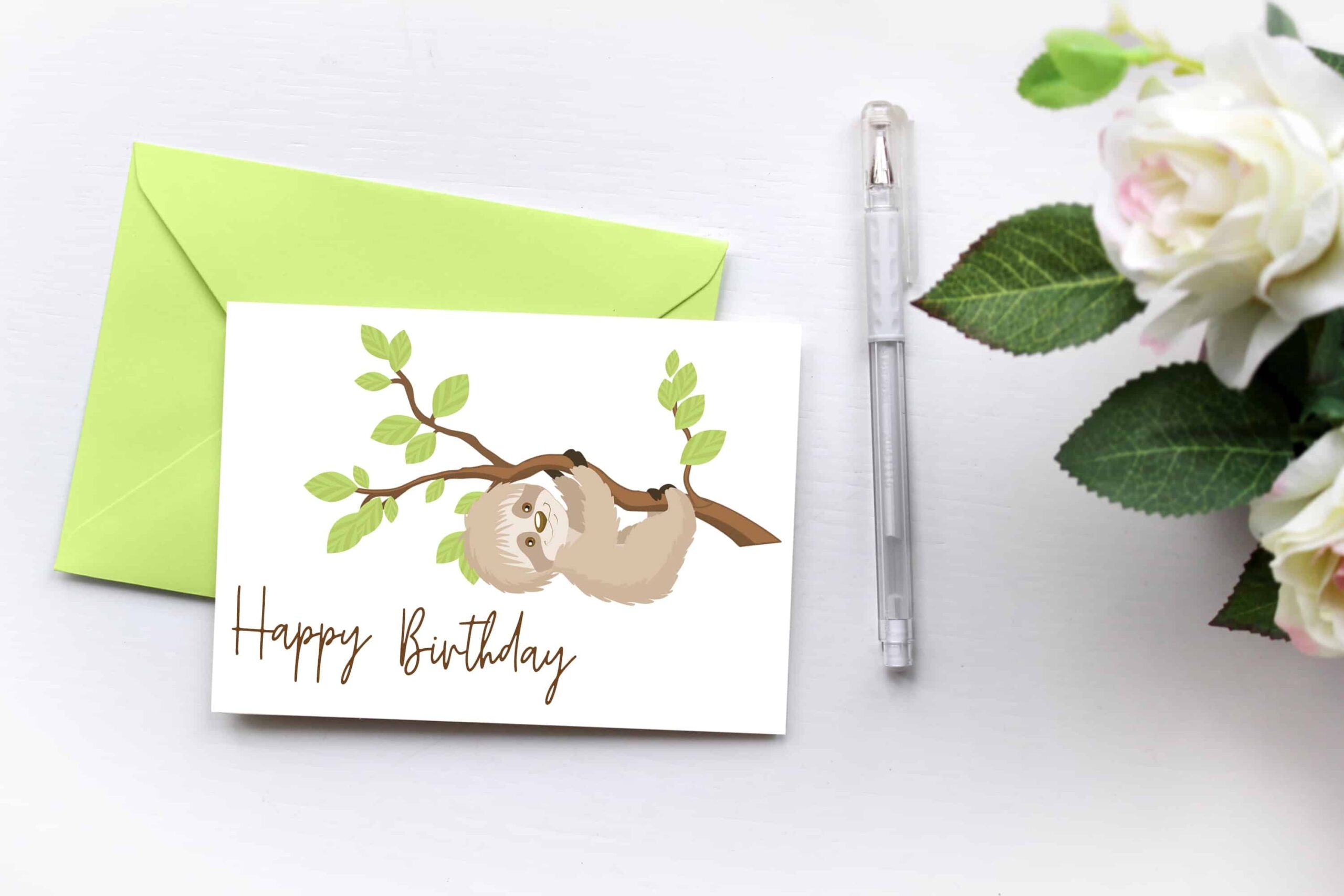 Sloth Birthday Card Printable Belated Birthday Card 