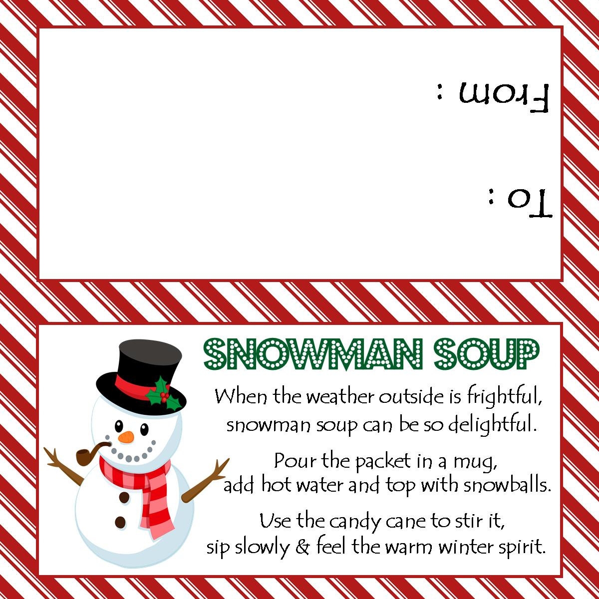 Snowman Soup Printable Treat Bag Topper Fits 4x6 Treat Bags Printable File Instant Download Snowman Soup Tag Snowman Etsy