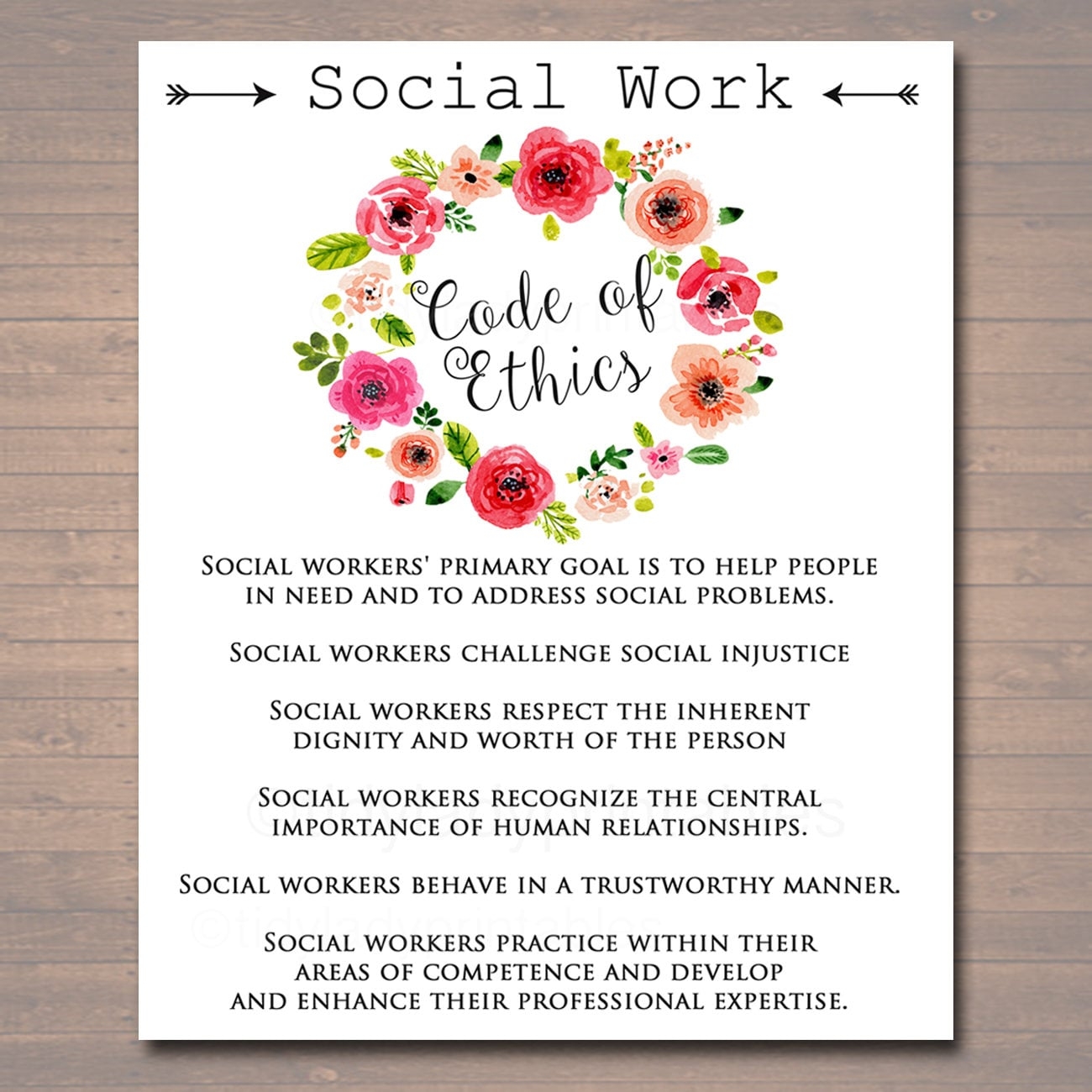 Social Work Code Of Ethics Social Worker Gift Social Worker Office Decor Printable Wall Art INSTANT DOWNLOAD Digital Social Worker Poster Etsy