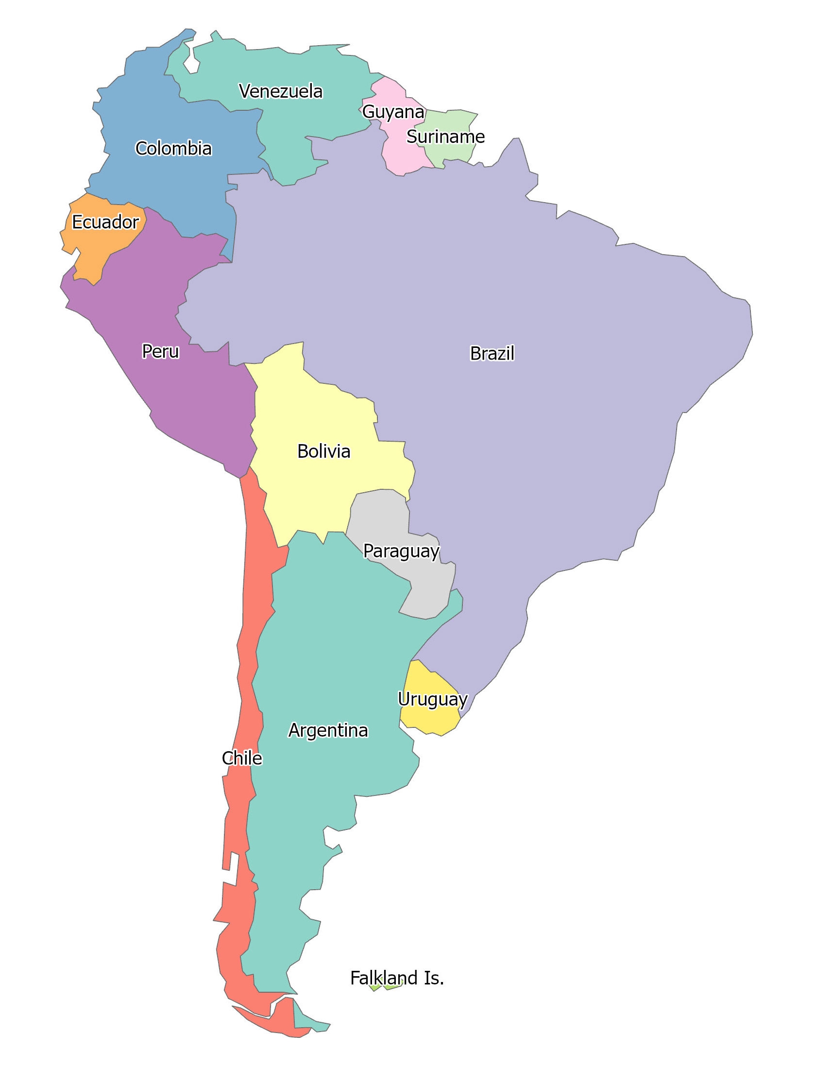 Printable Map Of Peru South America