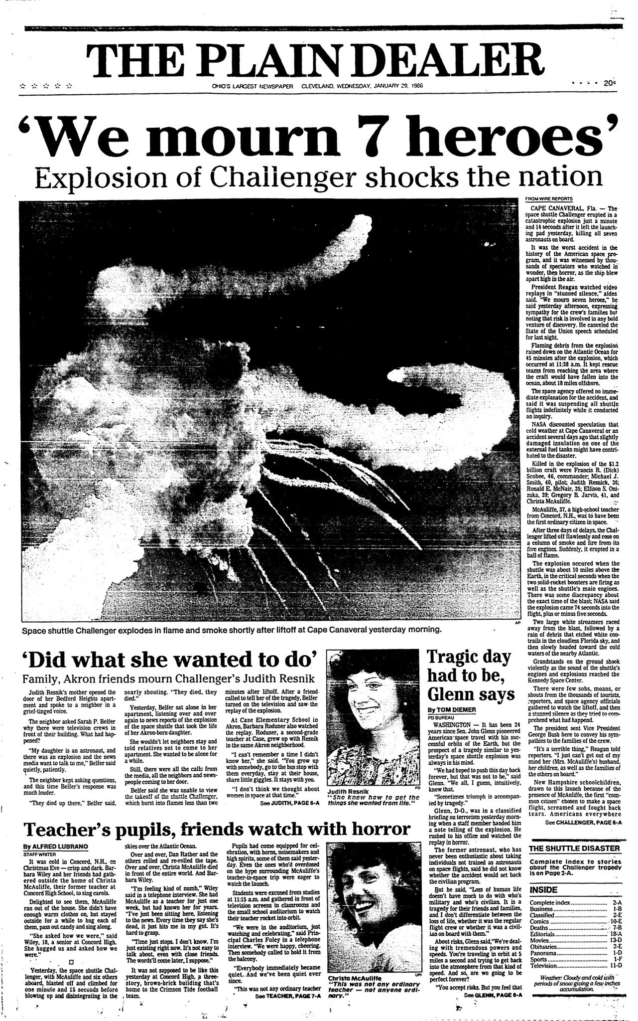 Space Shuttle Challenger Explodes Plain Dealer Coverage Of The 1986 Disaster Cleveland