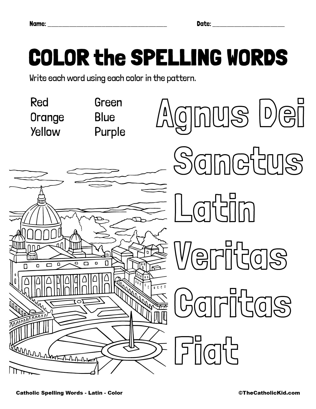 Spelling Vocabulary Archives The Catholic Kid Catholic Coloring Pages And Games For Children