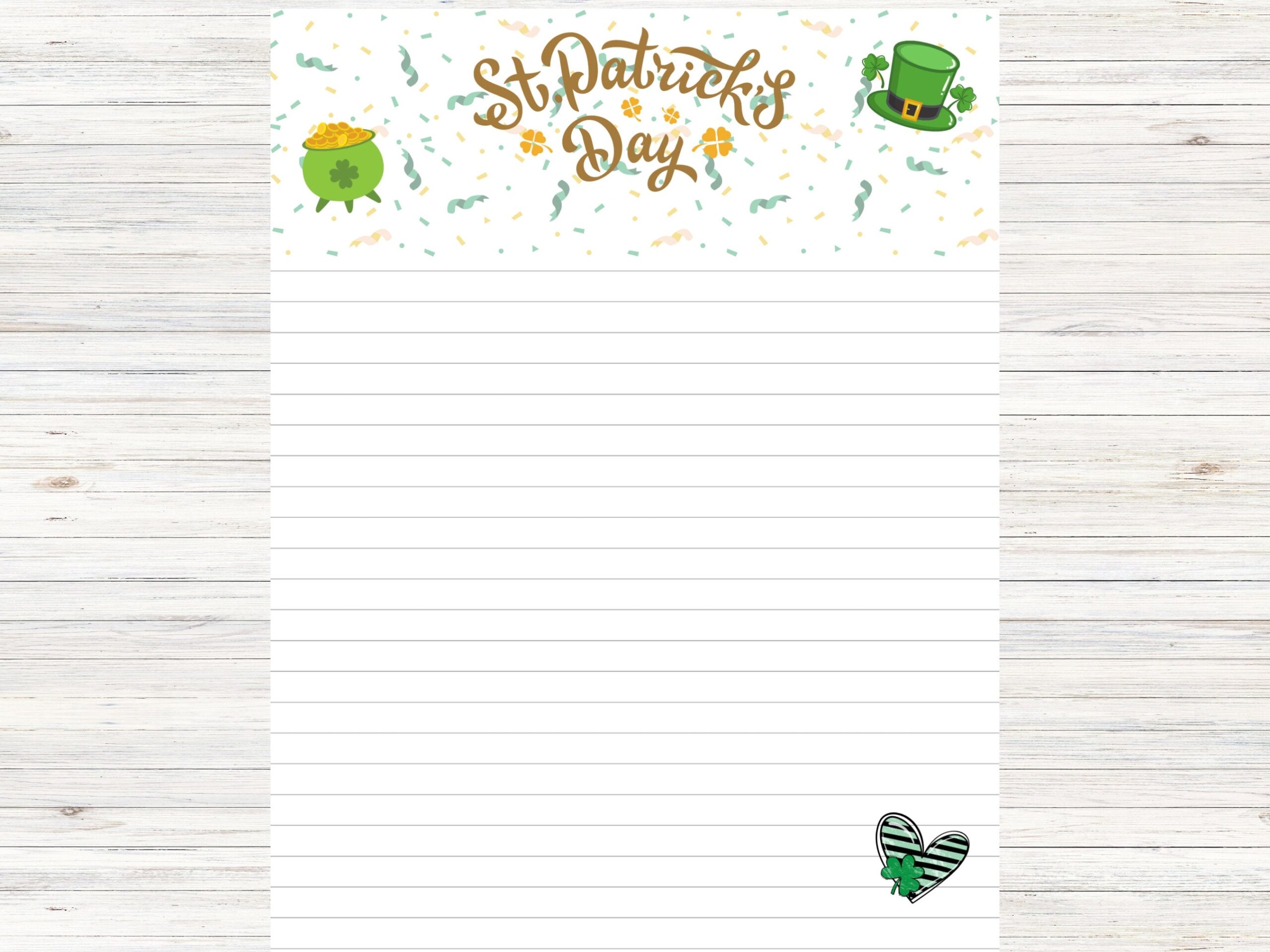 St Patrick s Day Printable Paper Letter Writing Journal Pages St Patrick Stationery Etsy