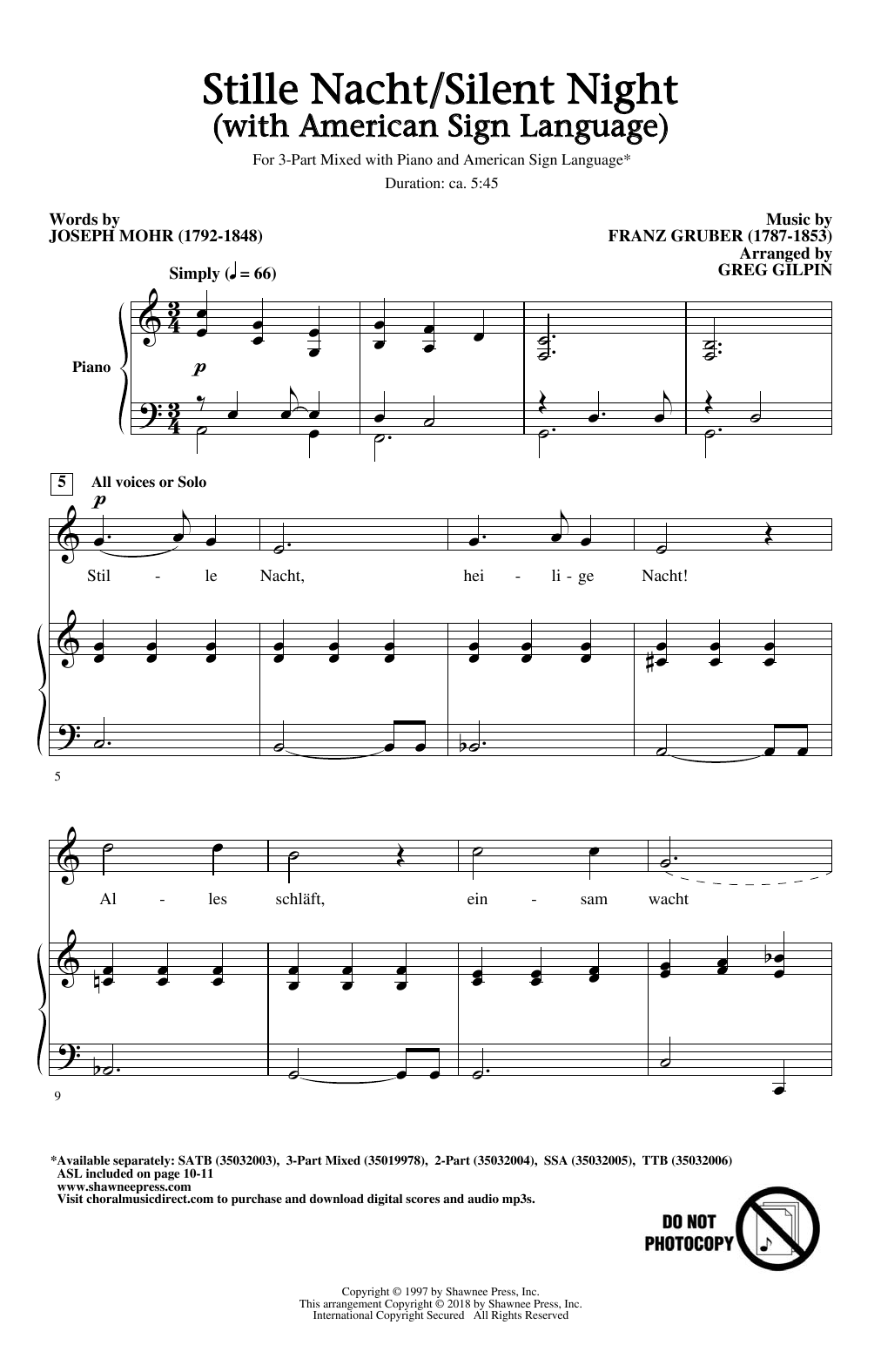 Silent Night Sign Language Printables