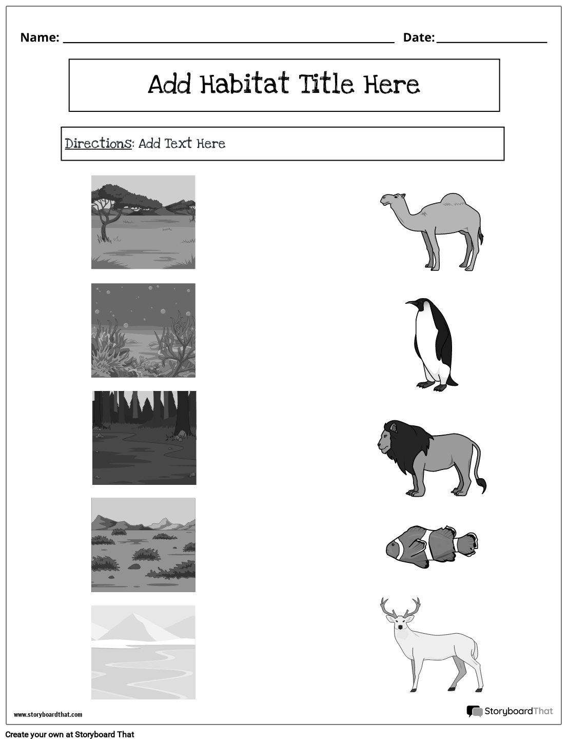 Matching Animals To Their Habitats Printables