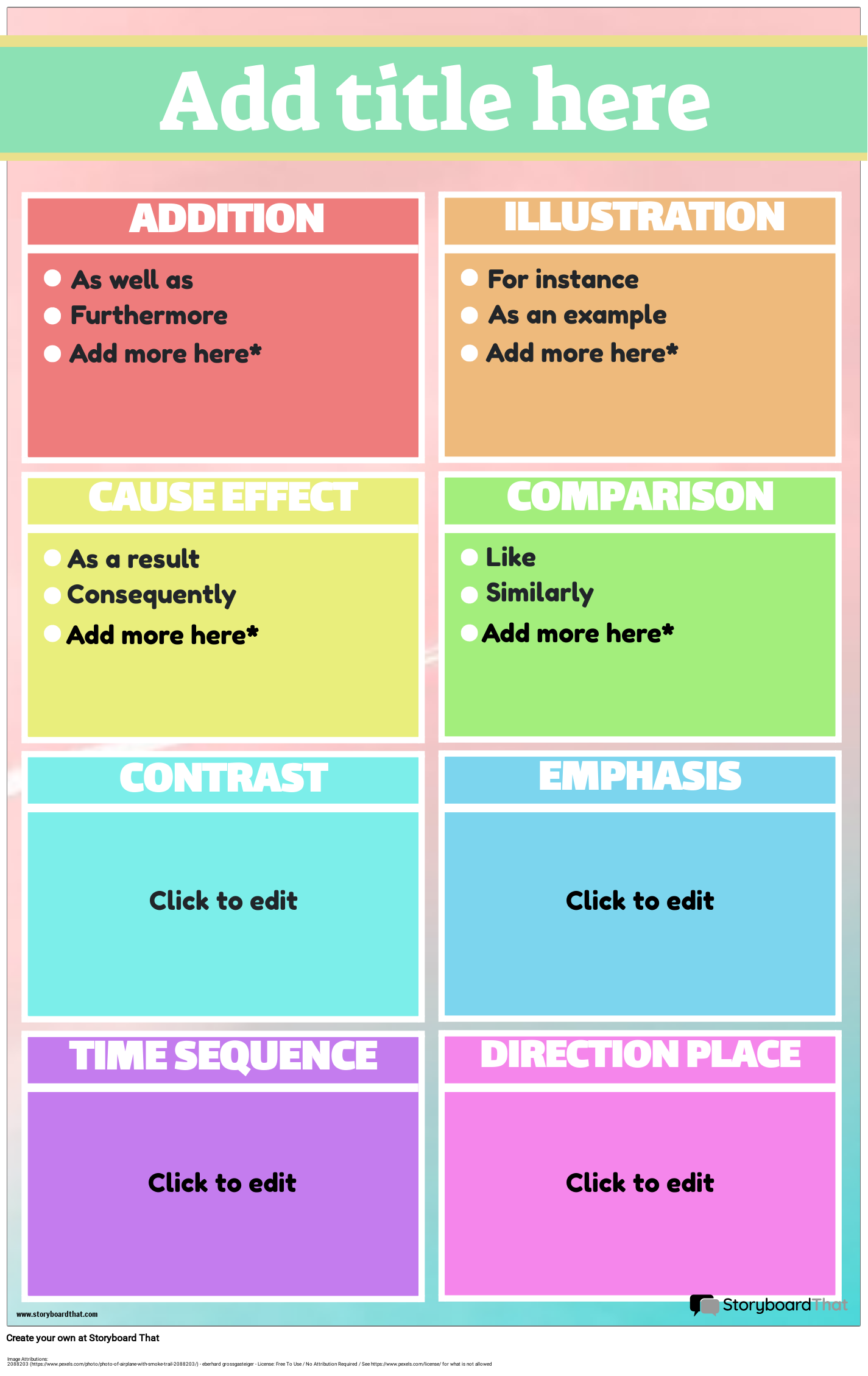 Storyboard That Free Transition Words Posters Online