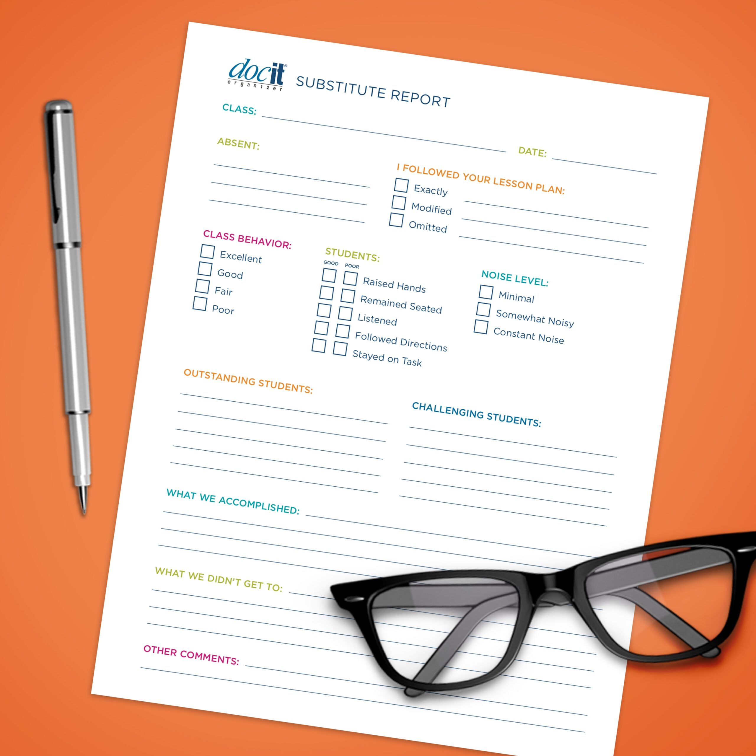 Substitute Teacher Report Free Printable Download