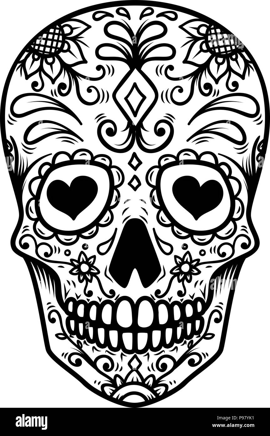 Sugar Skull Isolated On White Background Day Of The Dead Dia De Los Muertos Design Element For Poster Card Banner Print Vector Illustration Stock Vector Image Art Alamy