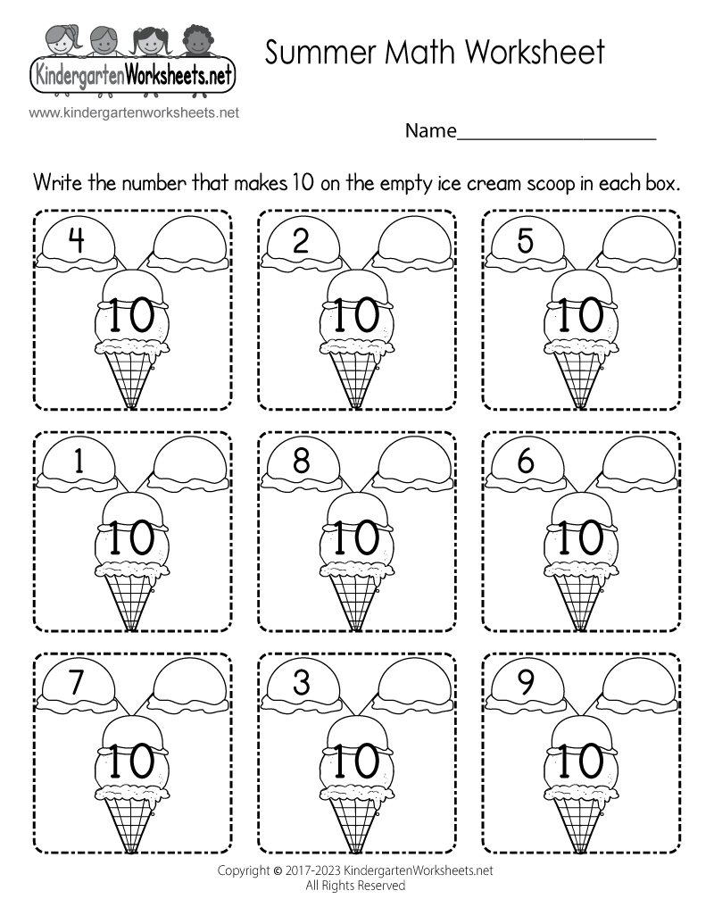 Math Worksheets For Kindergarten Printable Free