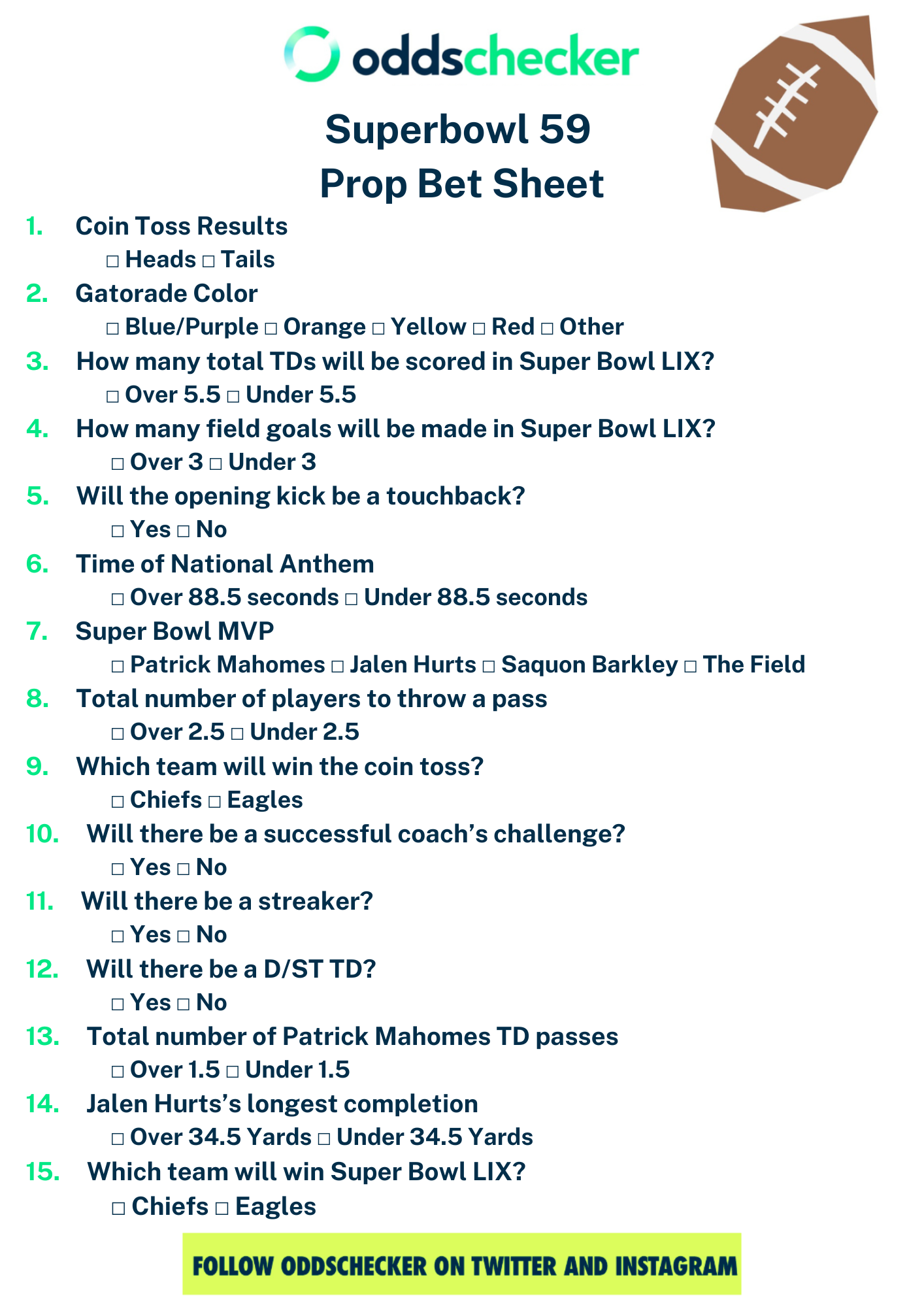 Printable Prop Bets Super Bowl