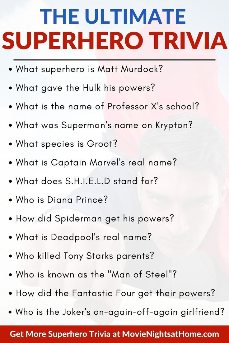 Superhero Trivia Questions And Answers Marvel DC 