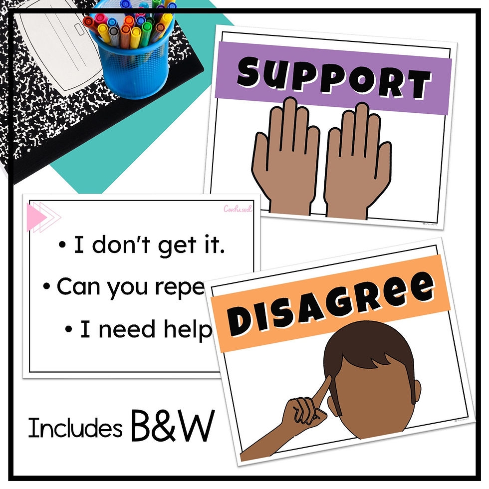 Talk Moves Posters Math Talk Bulletin Board Desk Tags Bookmarks Flip Cards MB Creations