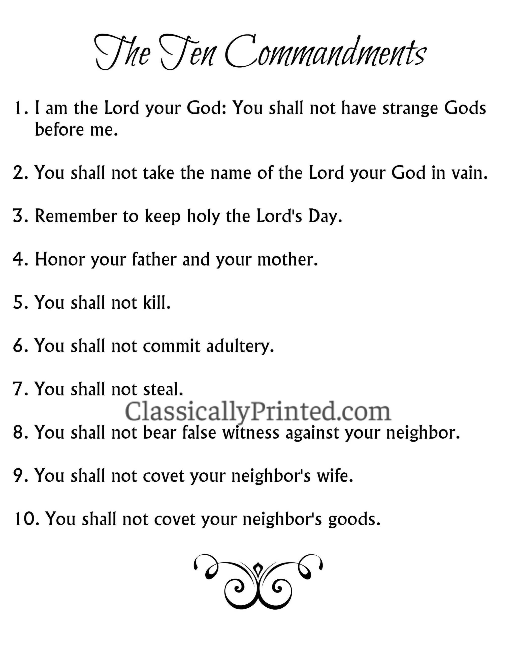 Ten Commandment Print Printable Digital Catholic 10 Commandments Instant Download Etsy