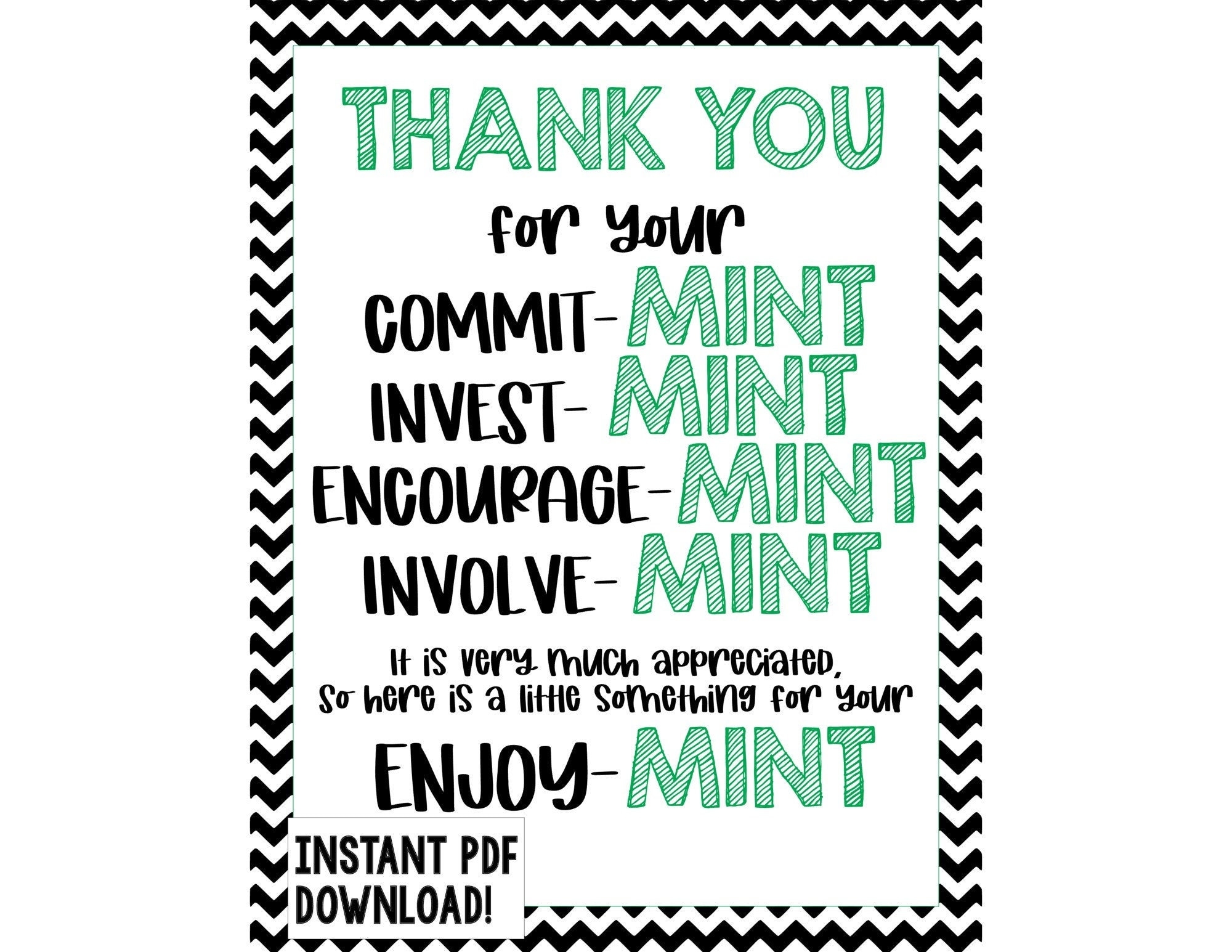 Thank You For Your Commit Mint Free Printable