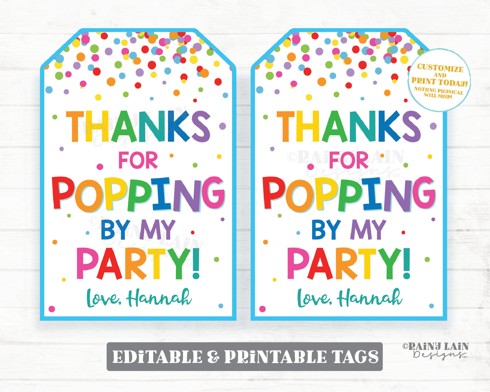 Thanks For Popping By My Party Tag Birthday Favor Tag Pop Party Favor Tags Fidget Toy Popcorn Tags Printable Birthday Party Favor Editable Etsy