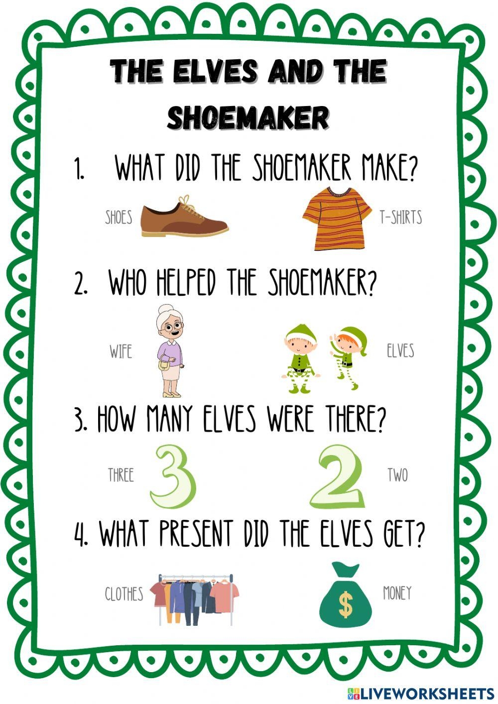 The Elves And The Shoemaker Interactive Exercise Live Worksheets Worksheets Library
