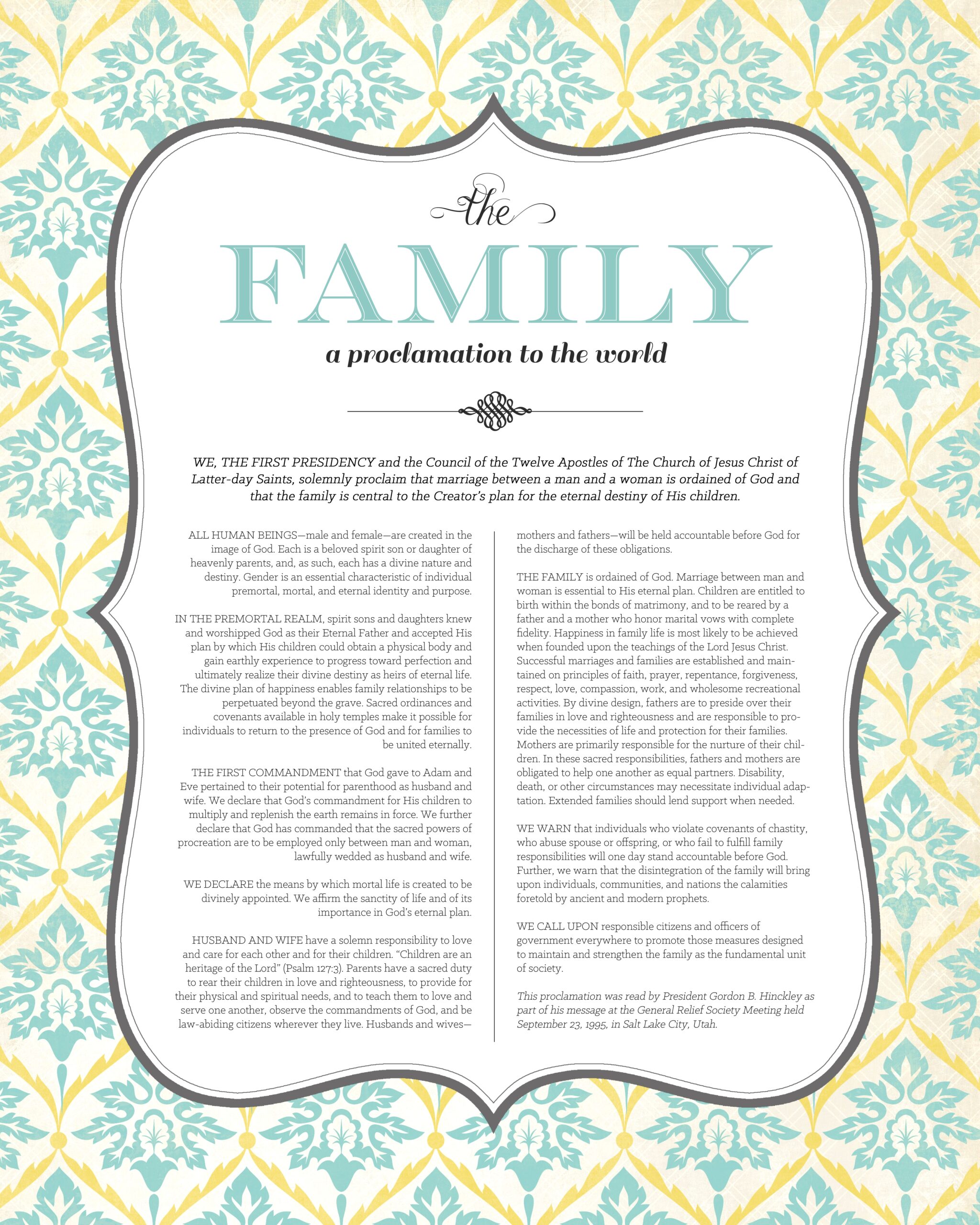 The Family A Proclamation To The World Free LDS Printable It s Always Autumn