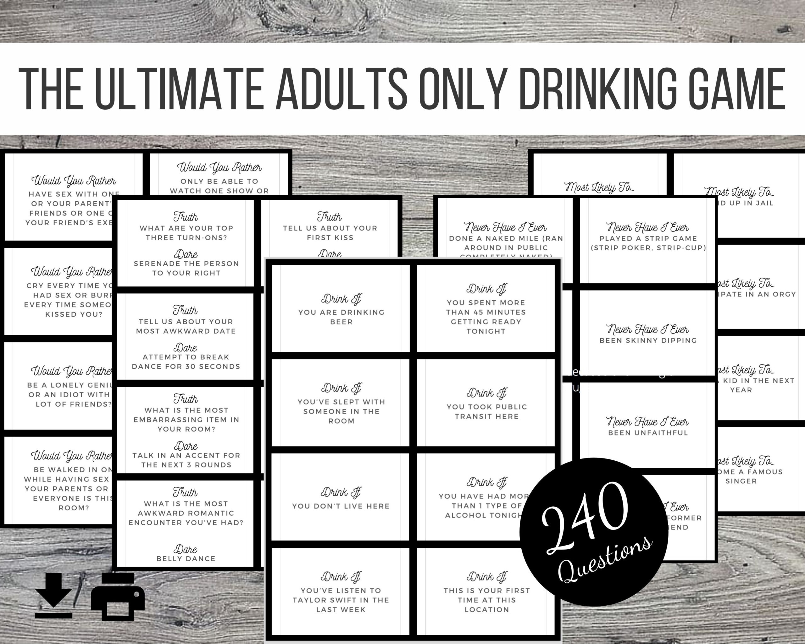 The Ultimate Adults Only Printable Drinking And Party Game 240 Question Cards Etsy Australia