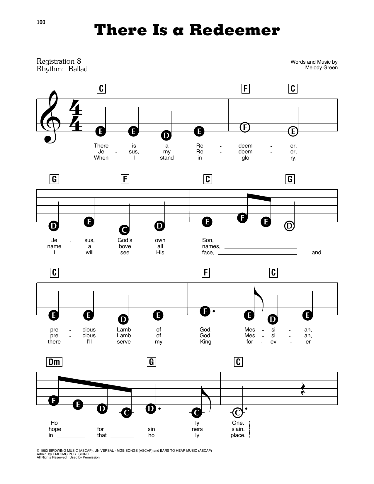There Is A Redeemer By Keith Green Sheet Music For E Z Play Today At Sheet Music Direct