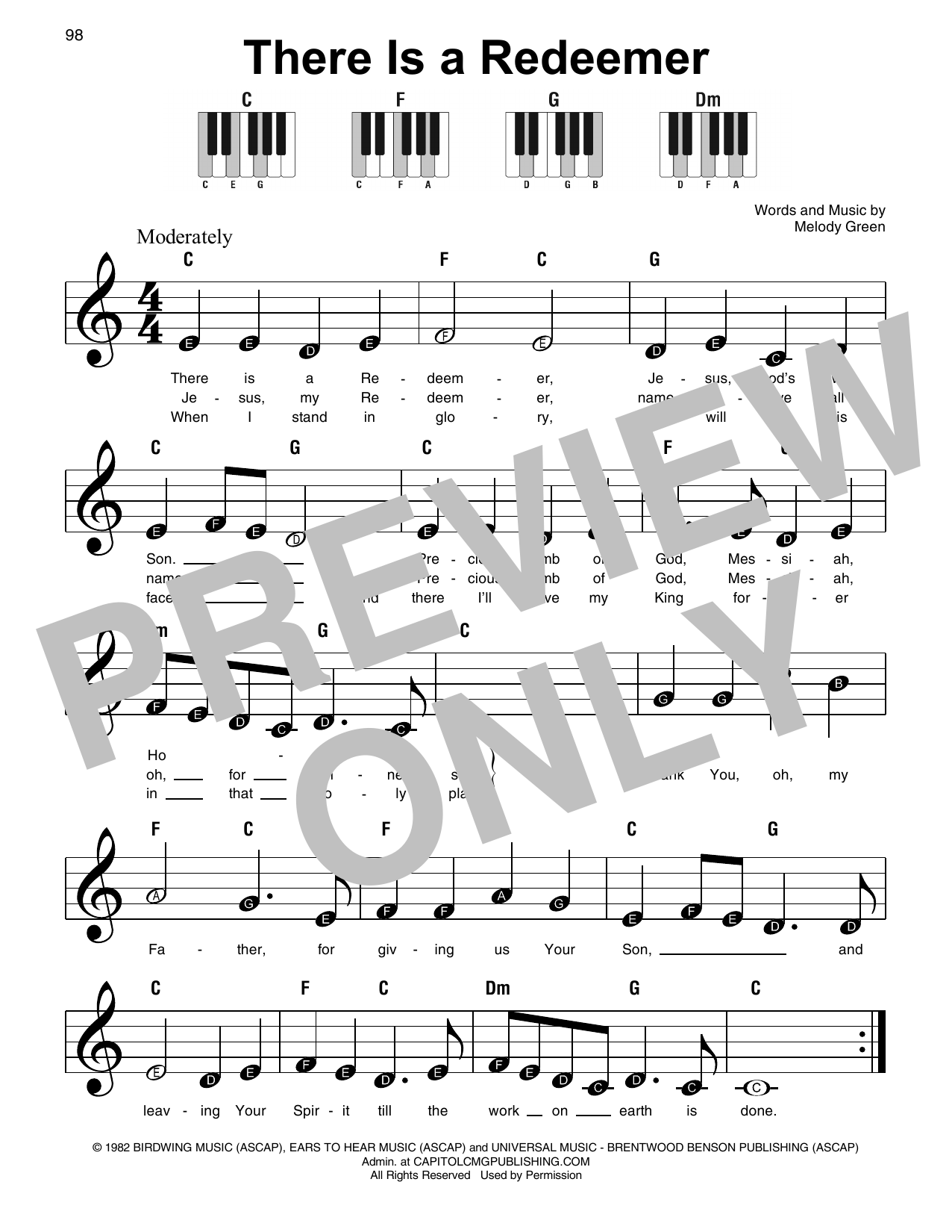 There Is A Redeemer By Keith Green Sheet Music For Super Easy Piano At Sheet Music Direct