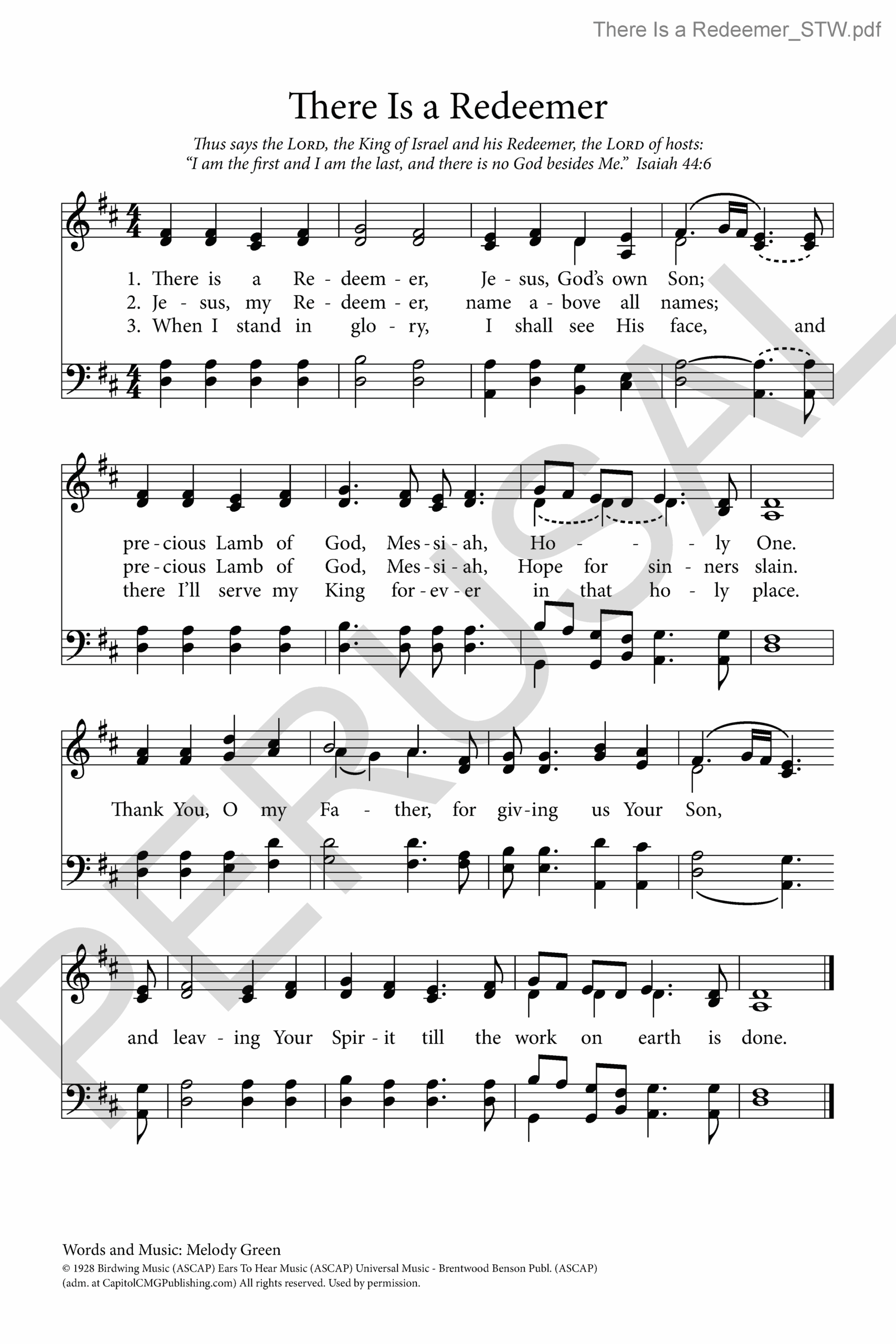There Is A Redeemer Grace Music