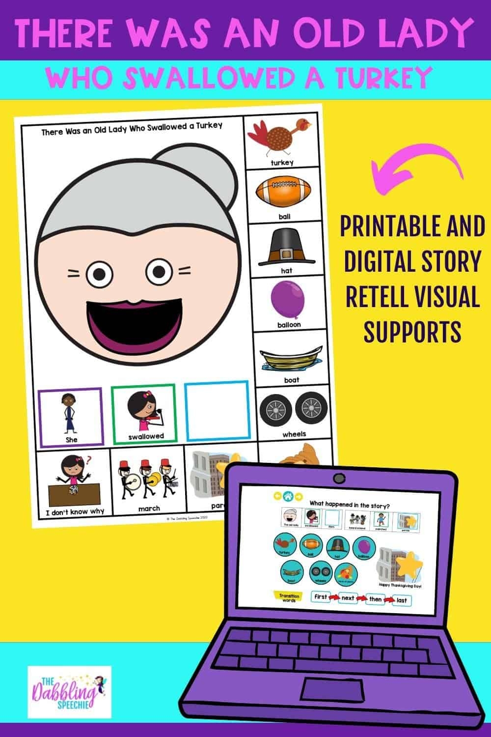 There Was An Old Lady Who Swallowed A Turkey Free Printable Thedabblingspeechie