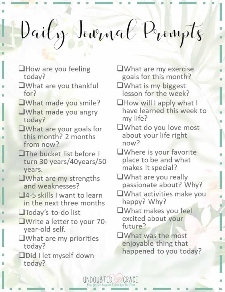 THINGS TO WRITE IN YOUR JOURNAL ULTIMATE PRINTABLE JOURNAL PROMPTS RESOURCE GUIDE Undoubted Grace