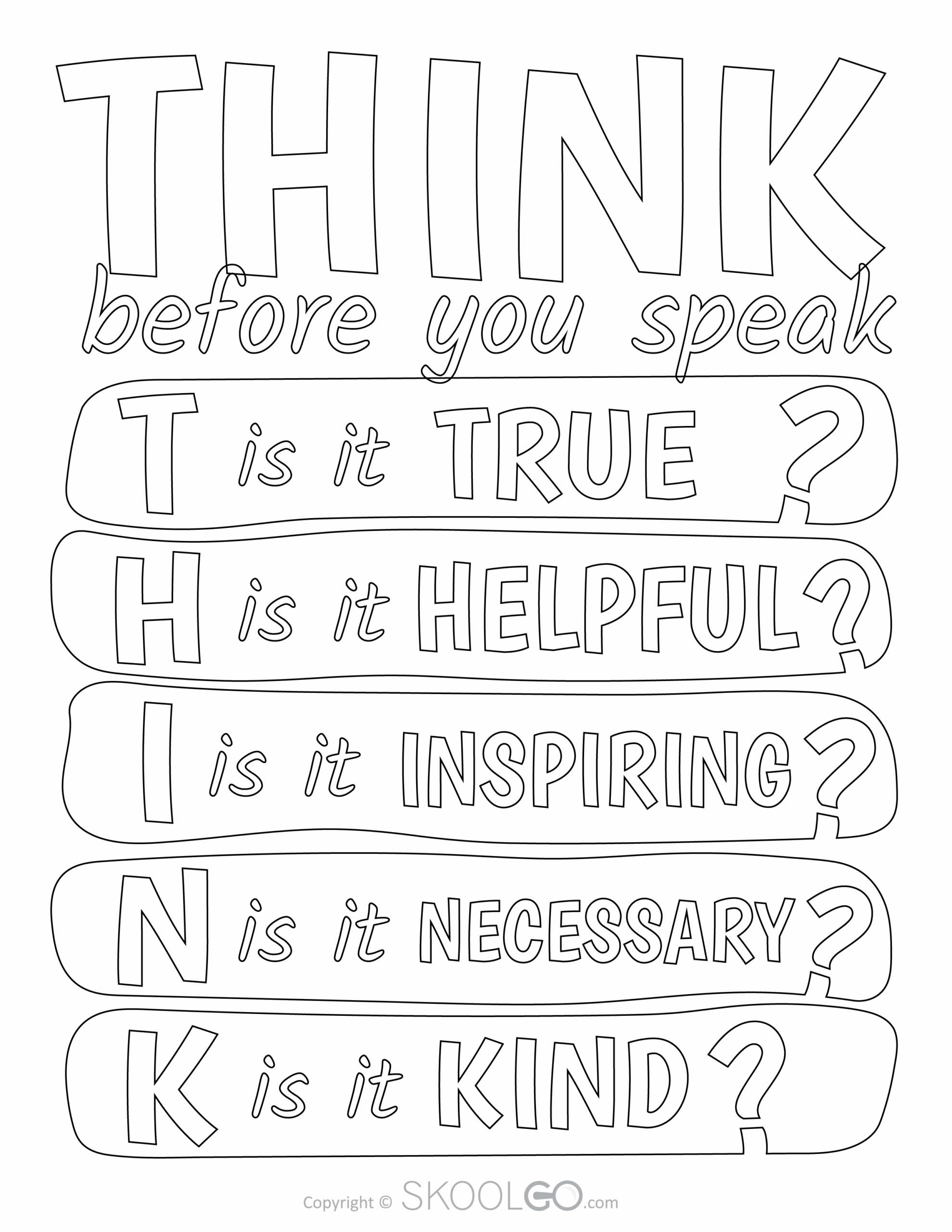 Think Before You Speak Free Classroom Poster SKOOLGO