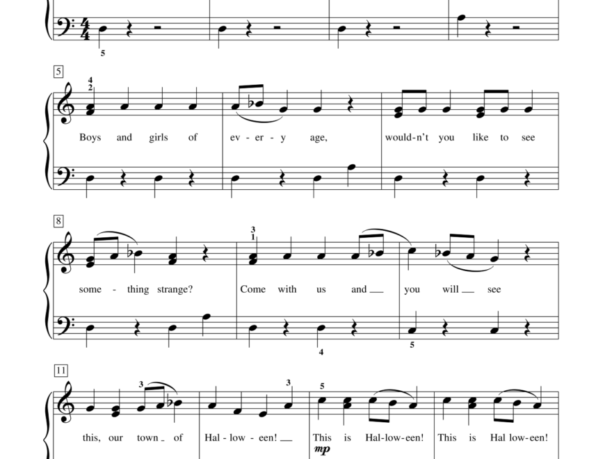 This Is Halloween from The Nightmare Before Christmas Sheet Music beginner For Piano Solo elementary