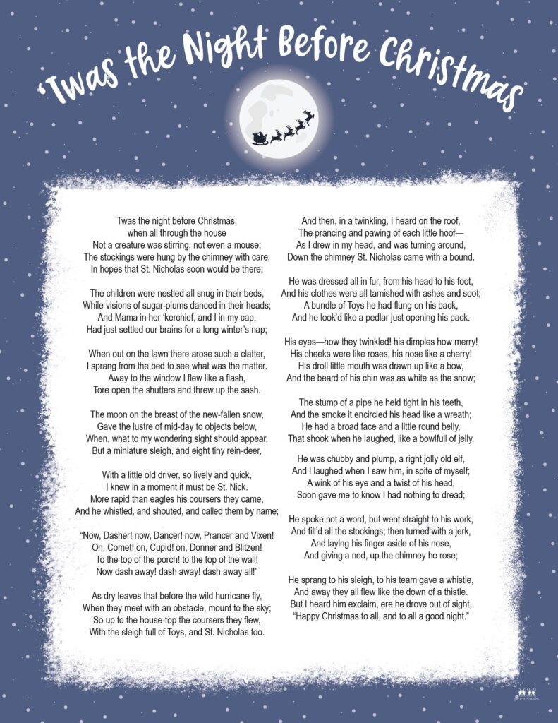 Twas The Night Before Christmas Printables Printabulls