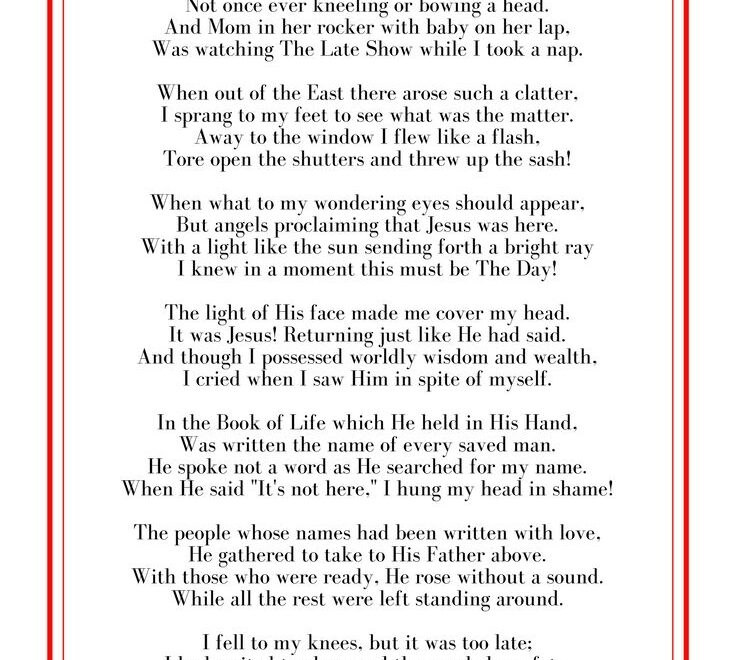 Twas The Night Before Jesus Came Free Printable