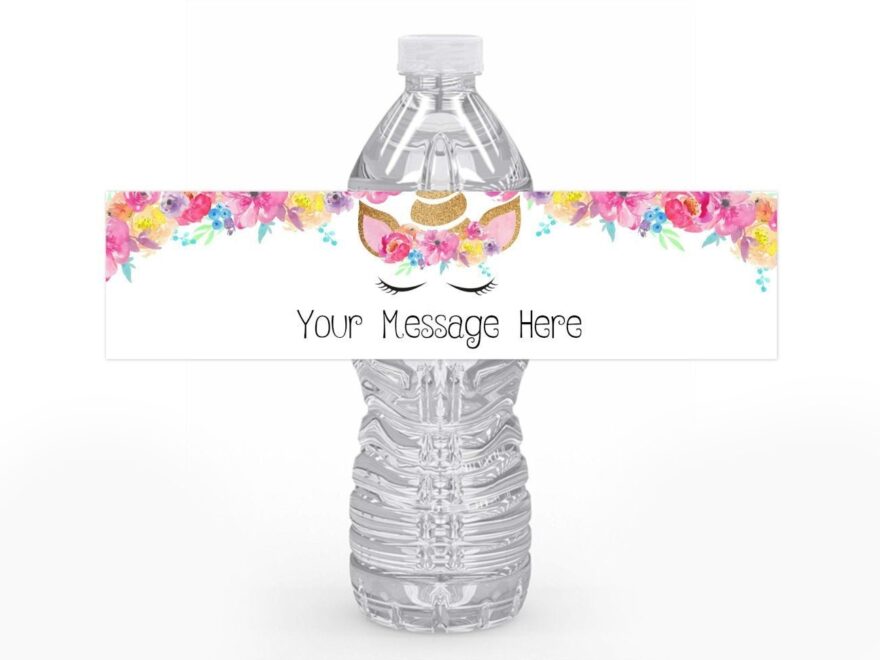Unicorn Water Bottle Label Printable PDF Editable Instant Download Etsy