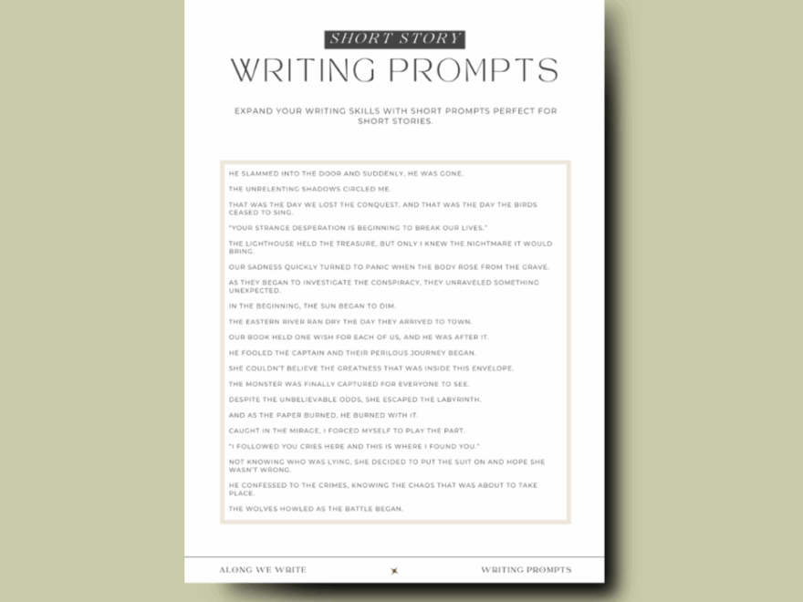 Unique Writing Prompts For Adults With PDF Printable Along We Write