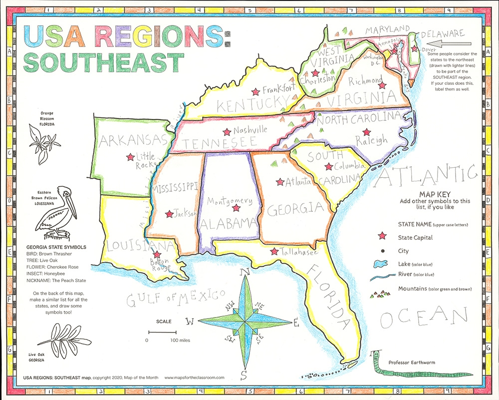 Printable Map Of Southeast Usa
