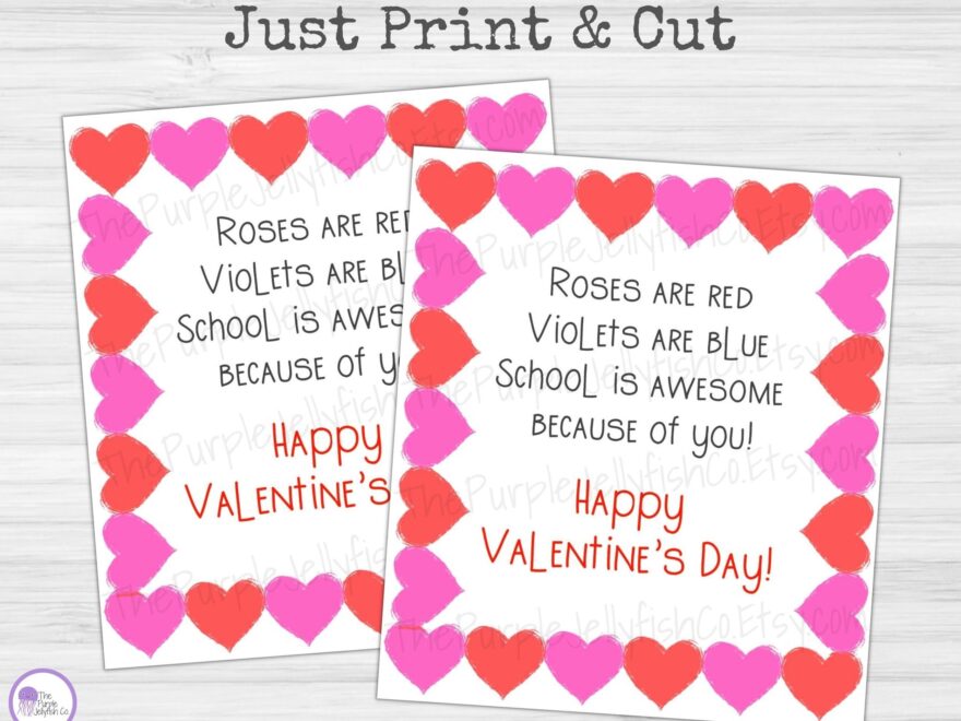 Valentines From Teacher To Student Valentines Cards Printable Valentine For School Staff Valentines Day Tags Valentines From Principal Etsy