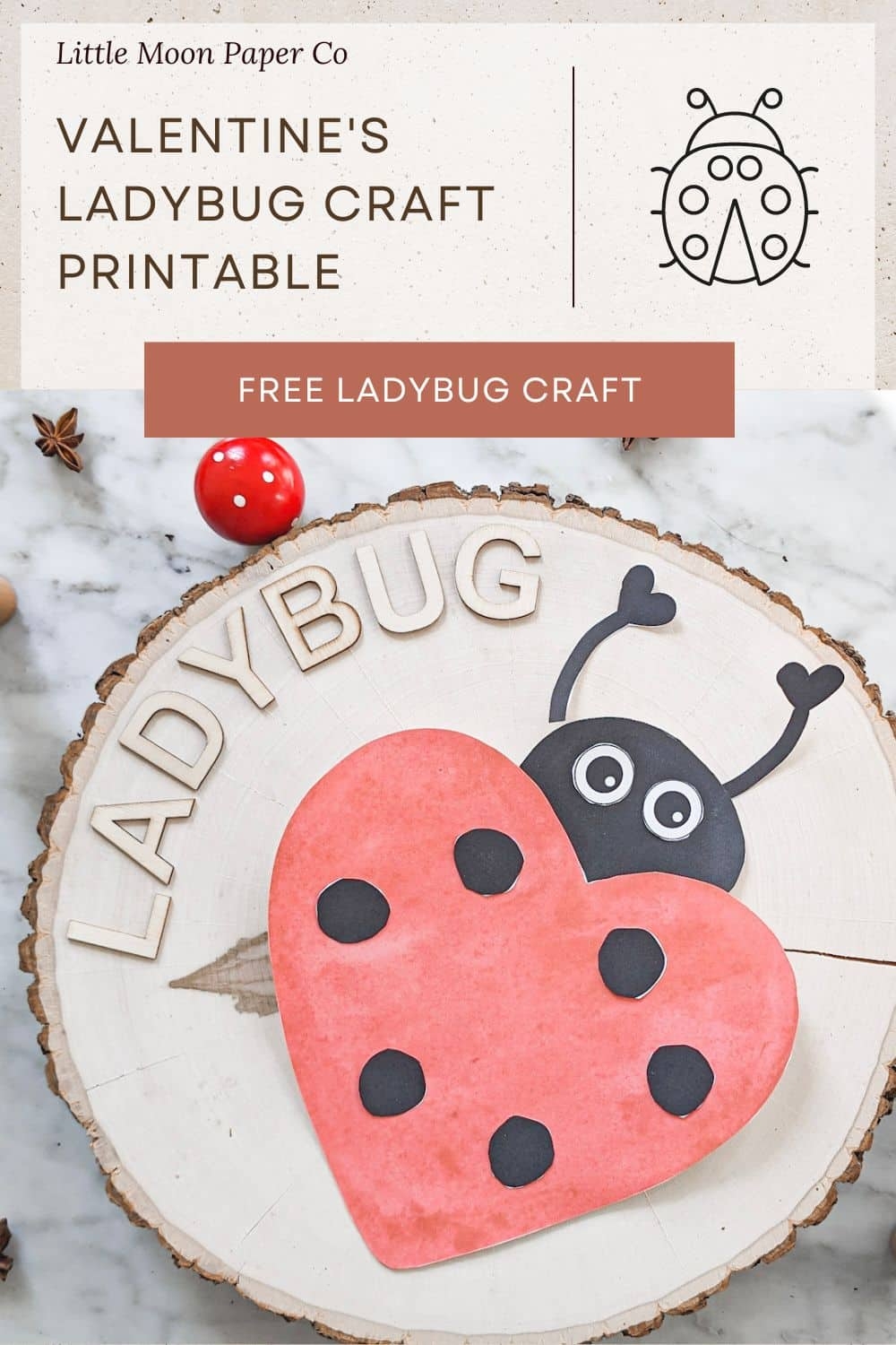 Valentines Ladybug Craft Free Printable Little Moon Paper Co