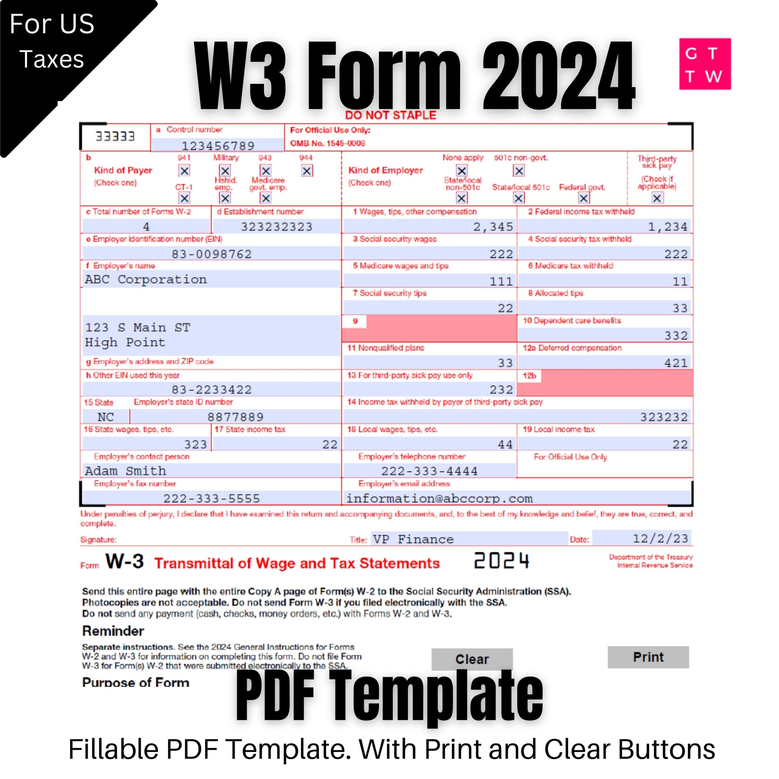 Fill In W3 Form 2025 Printable