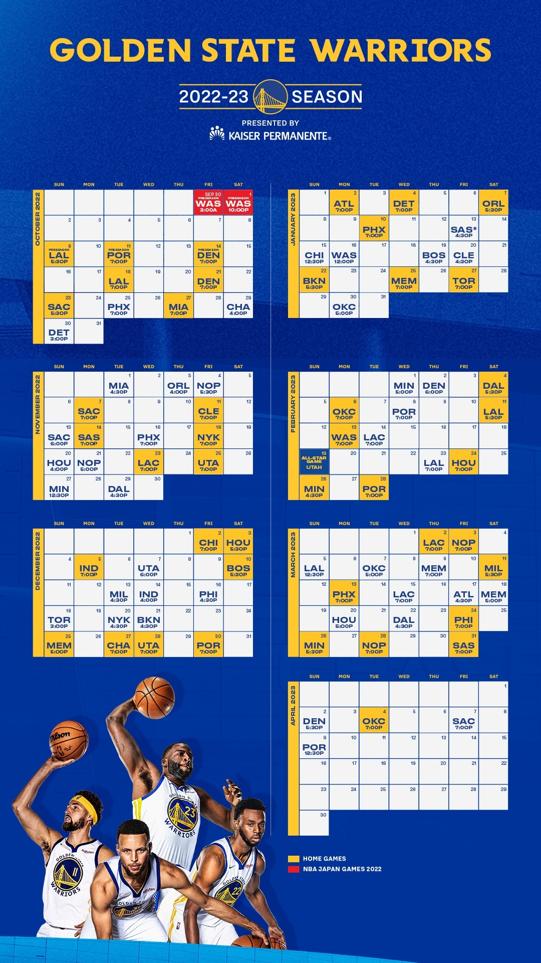 Warriors Announce 2022 23 Regular Season Schedule Golden State Warriors