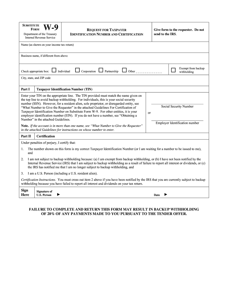 Printable W 9 Forms 2025