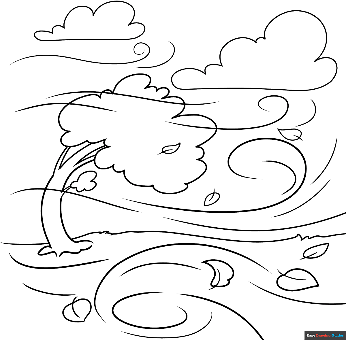 Wind Coloring Page Easy Drawing Guides