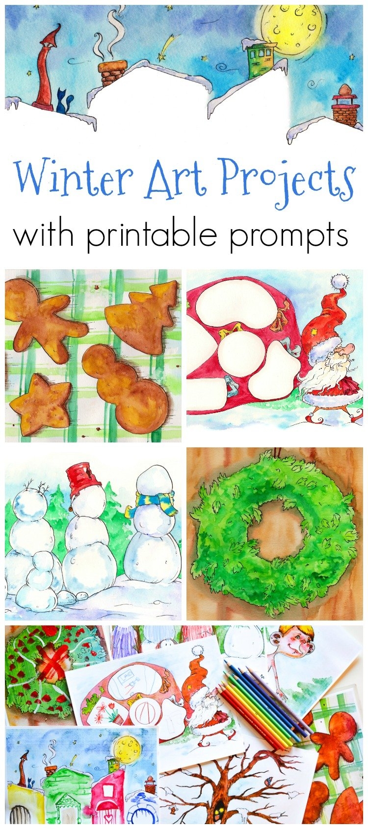 Winter Art Projects With Printable Prompts For Kids