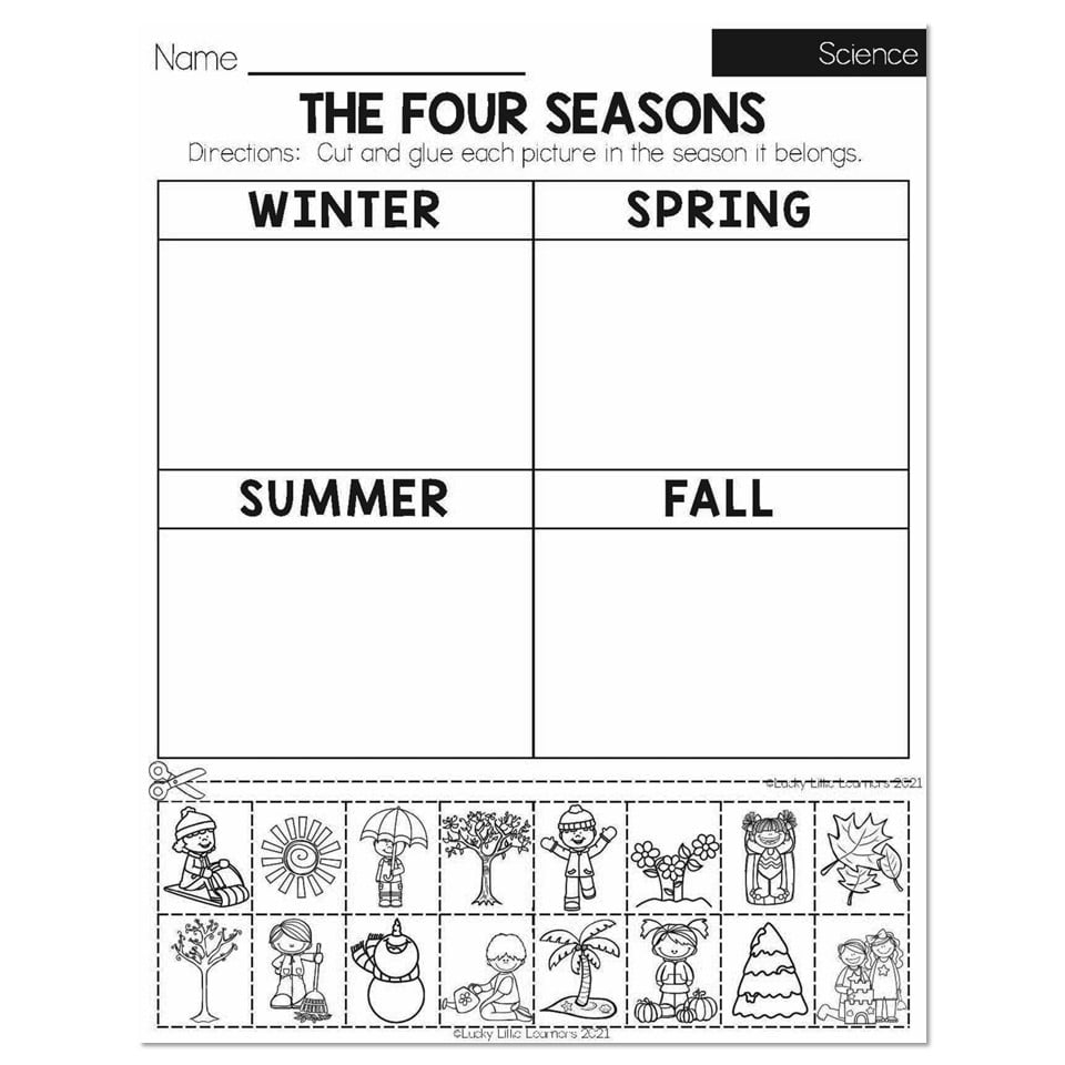 Winter Early Finishers 1st Grade Science The Four Seasons Lucky Little Learners