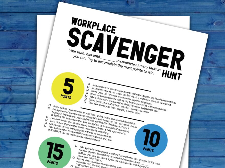 Workplace Team Scavenger Hunt Printable Activity Work Team Building Challenge Printable Co worker Group Ice Breaker Game Etsy